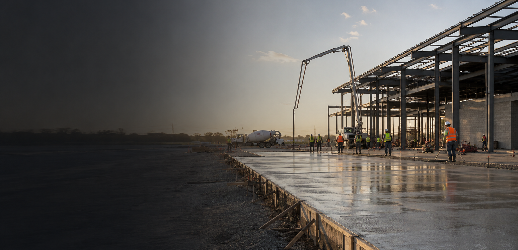 Commercial warehouse construction and concrete placement